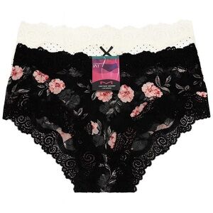 Maidenform Black and Cream Lace Panties Set